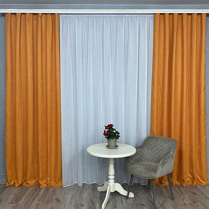 Готові штори однотонні Мікровелюр помаранчевий, фото 1