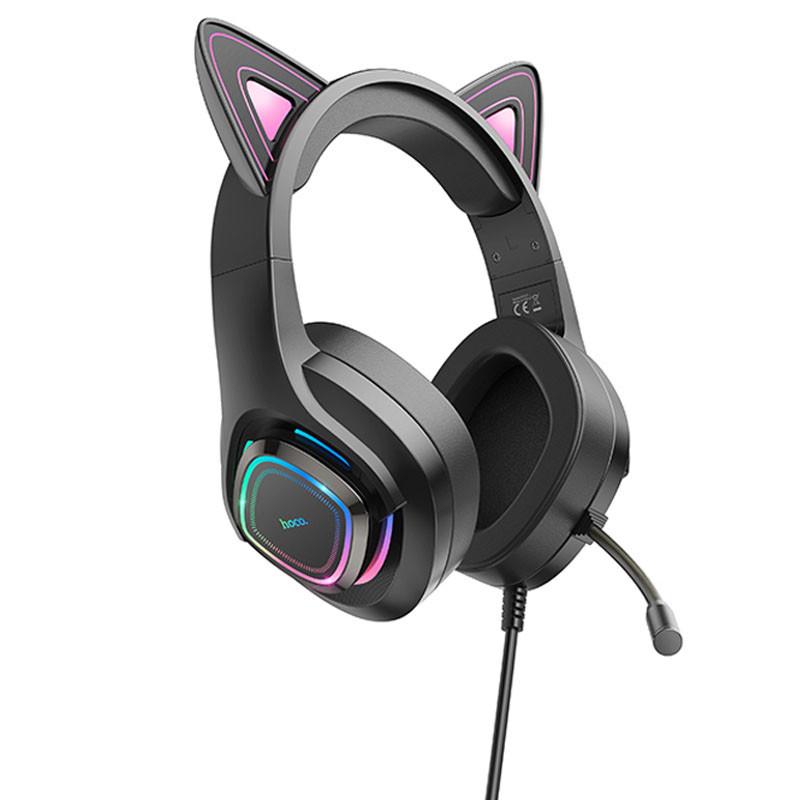Накладные наушники Hoco W107 Cute cat (USB+3.5mm/2m)