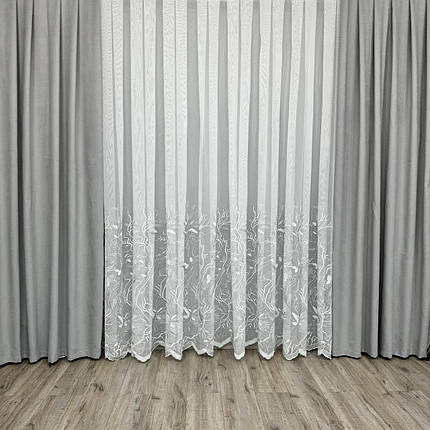 Готові штори однотонні Мікровелюр світло сірий, фото 1