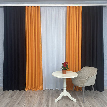 Штори мікровелюр Дует №450 чорно-жовтий, фото 1