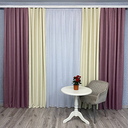 Штори мікровелюр Дует №450 пудра-крем, фото 1