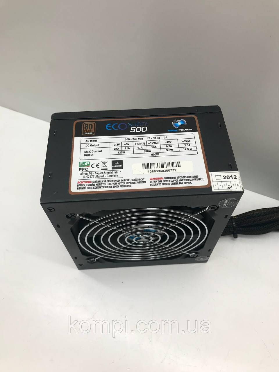 Блок живлення 500W Real Power (Silent 500, 80Plus, б/у), фото 1
