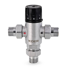 Триходовий змішувальний термостатичний клапан 1" з накидними гайками KOER KR.1258 - KR2817