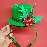 Гостролист Капелюшок Капелюх з гостролистом Шляпка гостролист Шляпка на обручі Обруч шляпа для дівчинки, фото 2