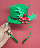 Гостролист Капелюшок Капелюх з гостролистом Шляпка гостролист Шляпка на обручі Обруч шляпа для дівчинки, фото 4