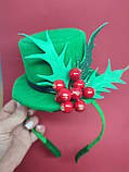 Гостролист Капелюшок Капелюх з гостролистом Шляпка гостролист Шляпка на обручі Обруч шляпа для дівчинки, фото 5