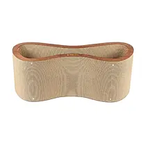 Кігтеточка дряпка Cat Joy Ф'южн XXL з гофрокартону з дерев'яним фасадом коричневий 77х29х29 см, фото 2