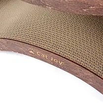 Кігтеточка дряпка Cat Joy Ф'южн XXL з гофрокартону з дерев'яним фасадом коричневий 77х29х29 см, фото 3