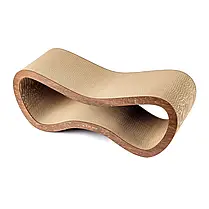 Кігтеточка дряпка Cat Joy Ф'южн XXL з гофрокартону з дерев'яним фасадом коричневий 77х29х29 см, фото 4