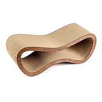 Кігтеточка дряпка Cat Joy Ф'южн XXL з гофрокартону з дерев'яним фасадом коричневий 77х29х29 см, фото 5