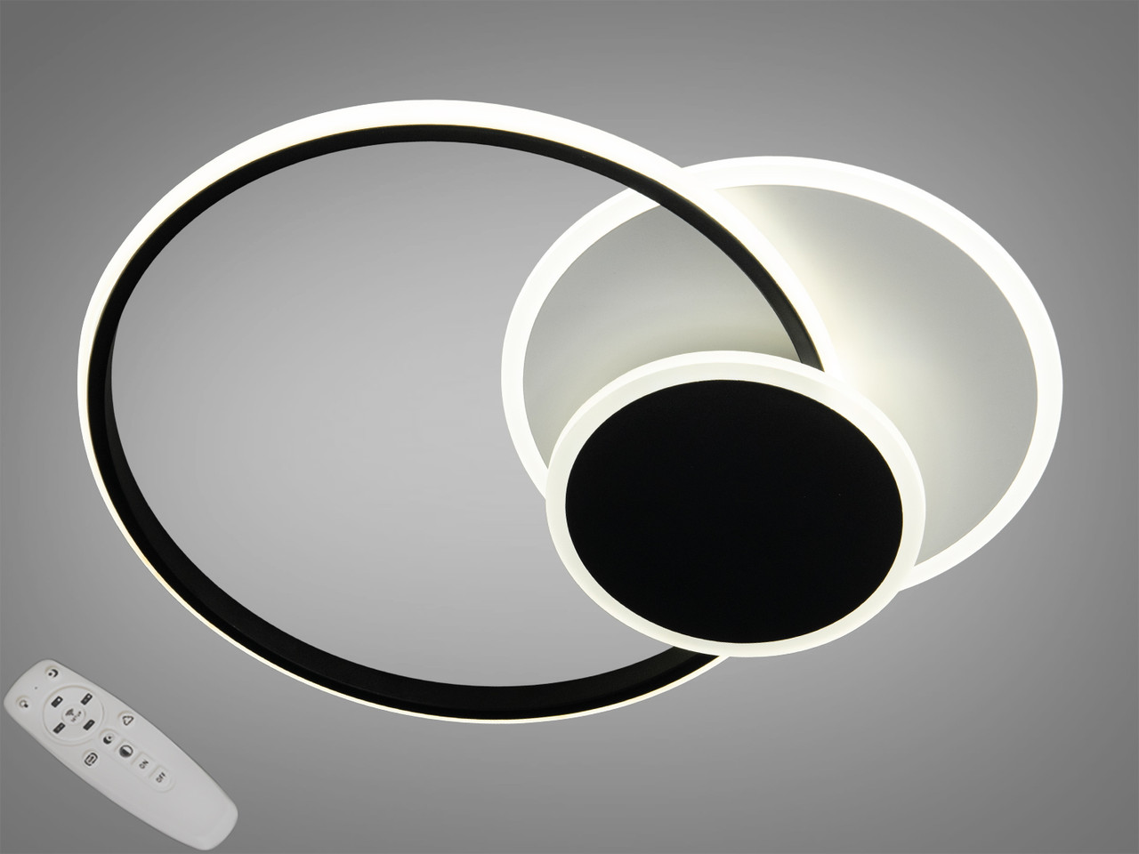 Стельова стильна плоска люстра 2456WH+BK, фото 1