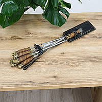 Подарунковий набір шампурів 6шт бронза в шкіряному чохлі Гранд Презент НШ007ДВБ