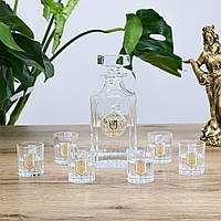 Подарунковий набір для горілки "Тризуб" – графін 850 мл + 6 чарок 80 мл, срібло з позолотою Гранд Презент GPB77TRY2XG