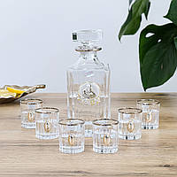 Набір горілчаний "Козаки" (графін з козаком та 6 чарок з овалами) платина, срібло, золото Гранд Презент GPB77KOZ2PG