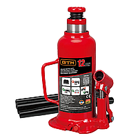Домкрат гідравлічний 12т GTM TH91204 пляшковий одноштоковий : висота підйому 460 мм, вантажопідйомність 12 т