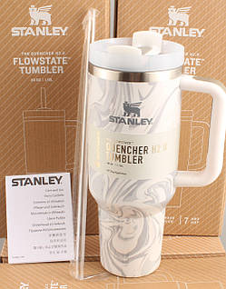Термос термочашка Stanley Quencher H2.0 Tumbler з нержавіючої сталі 1,18 л KT6007810 Gray Marble