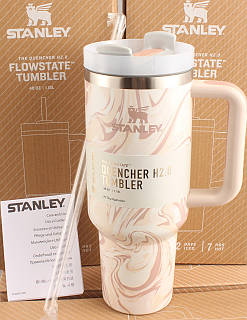Термос термочашка Stanley Quencher H2.0 Tumbler з нержавіючої сталі 1,18 л KT6007808 Cream Marble