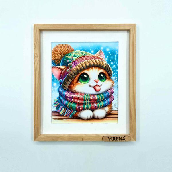 Картина для вишивки бісером "Кіт язичком ловить сніжинки" (А4Н-612), фото 1