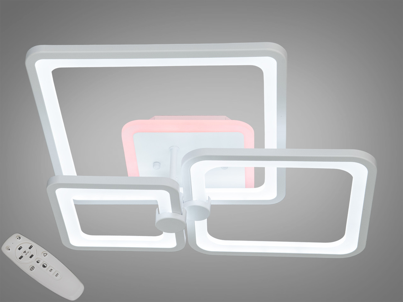 Стельова світлодіодна люстра з пультом, димером, підсвіткою 8208/3WH LED 3color dimmer, фото 1