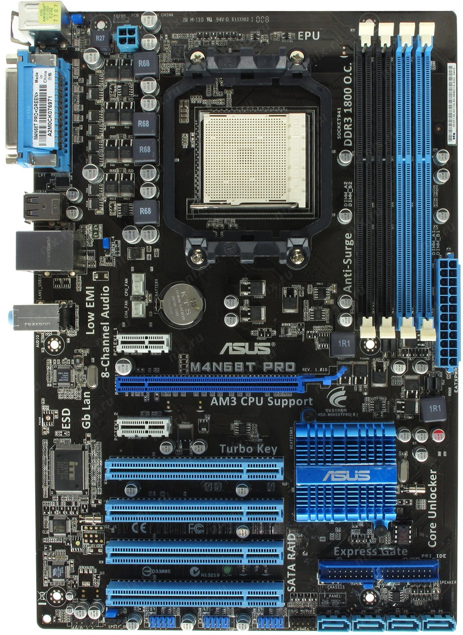 ТОПОВА Плата під AMD sAM3 на DDR3 ! ASUS M4N68T PRO 125W READY ! Розуміє ВСІ 2-6 ЯДЕРНІ X2-X6, фото 1