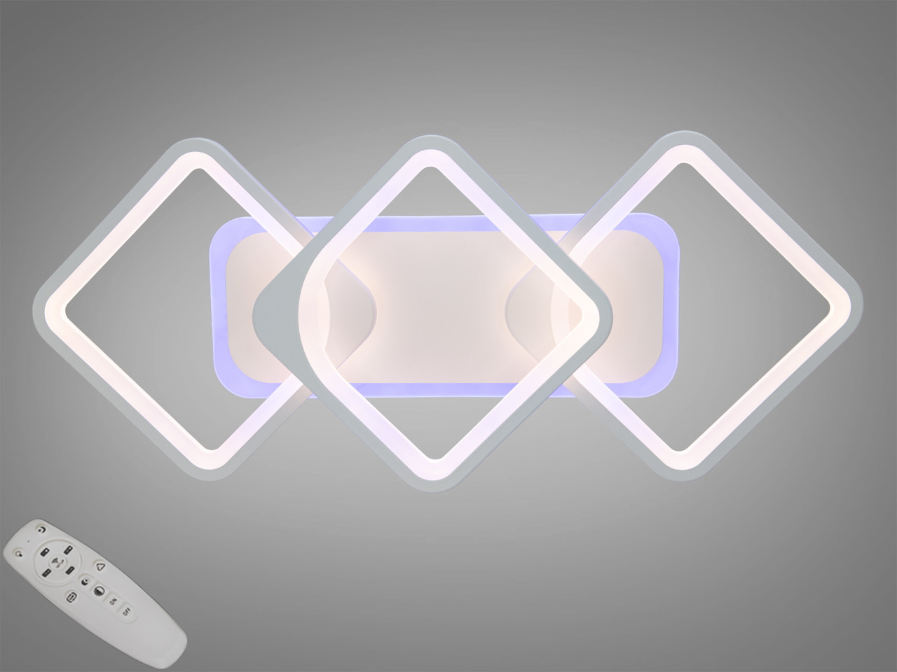 Прямокутна біла люстра 8060/2+1WH LED 3color dimmer, фото 1