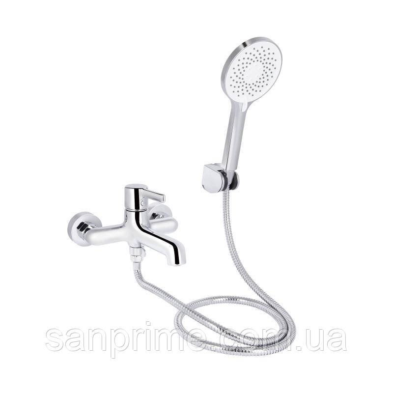 Змішувач для ванни Qtap Cardinal (з душовим гарнітуром) QTCAR259CRM45656 Chrome