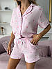 Піжама жіноча з шортами в сердечки COSY муслін 100% бавовна рожева, фото 3