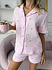 Піжама жіноча з шортами в сердечки COSY муслін 100% бавовна рожева, фото 4