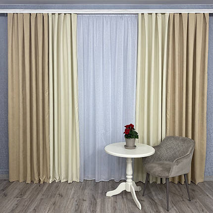 Штори мікровелюр Дует №450 беж-крем, фото 1