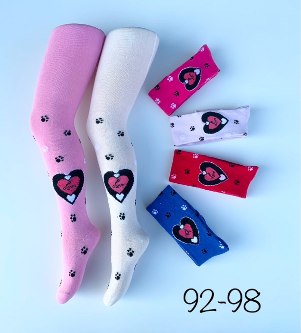 Бавовняні колготки для дівчаток із серцем Love 92-98
