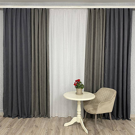 Штори мікровелюр Дует №450 графіт-сірий, фото 1