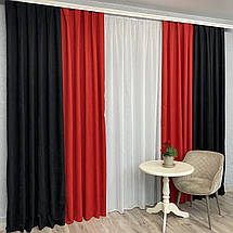 Штори мікровелюр Дует №450 чорно-червоний, фото 3