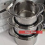 Набір каструль Benson з нержавіючої сталі (1.9л, 2.6л, 3.6л) багатошарове дно, фото 2
