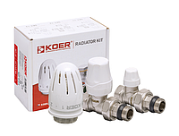 Комплект для прямого підключення радіатора з термоголовкою 1/2"x1/2" KOER SET-12 - KR3177