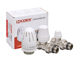 Комплект для прямого підключення радіатора з термоголовкою 1/2"x1/2" KOER SET-12 - KR3177