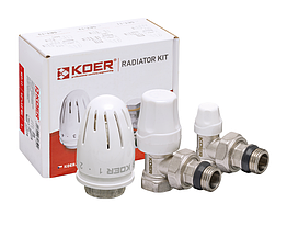Комплект для кутового підключення радіатора з термоголовкою 1/2"x1/2" KOER SET-11 - KR3175