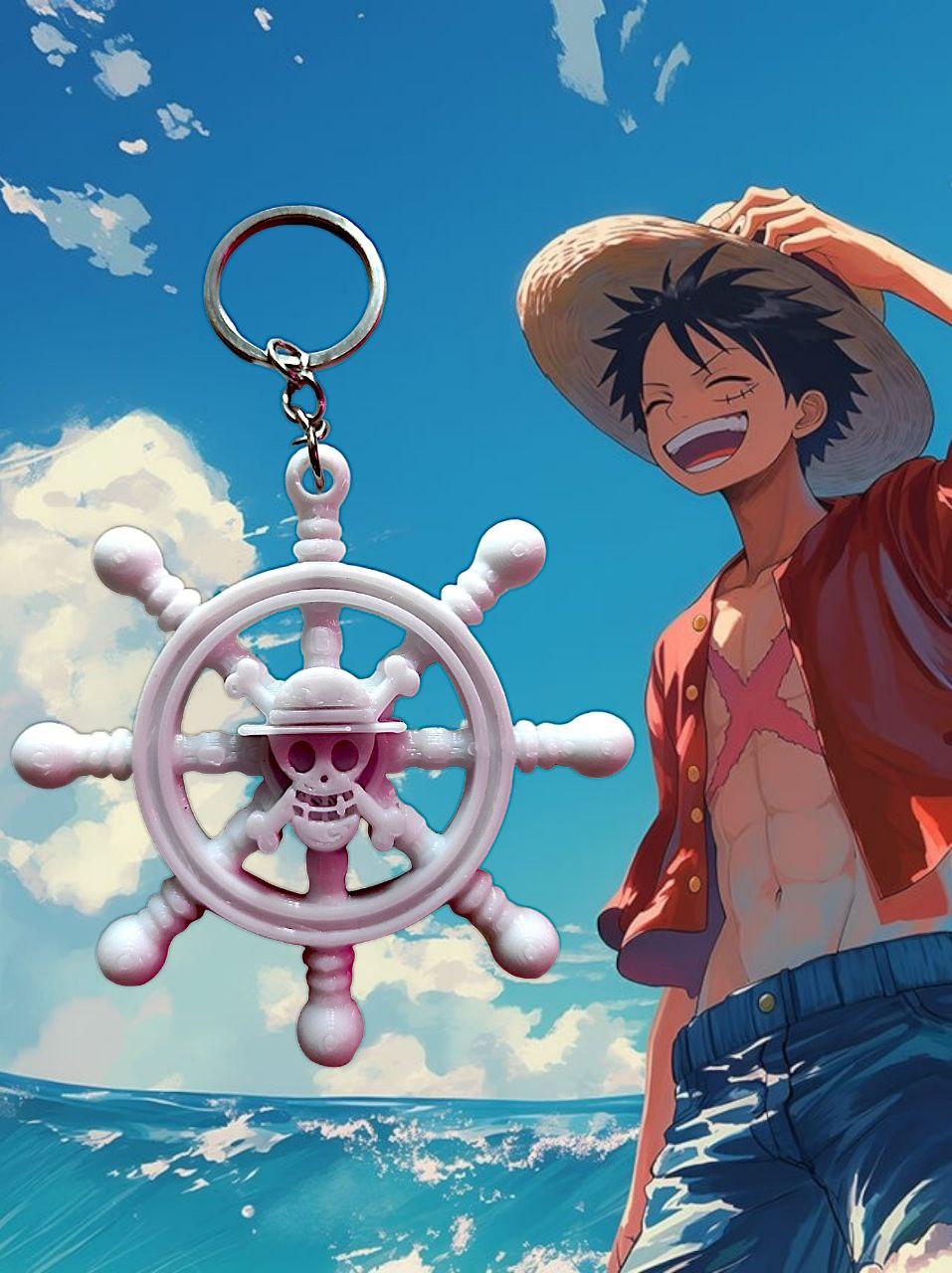 Брелок "Штурвал капітана" з черепом у капелюсі One Piece