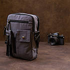 Універсальна текстильна чоловіча сумка на два відділення Vintage 20659 Графитовая, фото 9