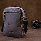 Універсальна текстильна чоловіча сумка на два відділення Vintage 20659 Графитовая, фото 10