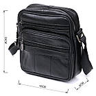 Чоловіча шкіряна сумка через плече компактний месенджер із натуральної шкіри чорна 18*16*6 см, фото 3