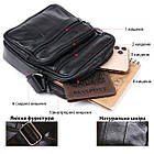 Чоловіча шкіряна сумка через плече компактний месенджер із натуральної шкіри чорна 18*16*6 см, фото 4