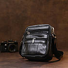 Чоловіча шкіряна сумка через плече компактний месенджер із натуральної шкіри чорна 18*16*6 см, фото 8