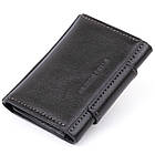 Візитниця для карток глянцева з натуральної шкіри GRANDE PELLE 11293 Чорна, фото 2