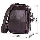 Чоловіча шкіряна сумка через плече планшет месенджер із натуральної шкіри з ручкою коричнева 16*22*6 см, фото 3