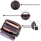 Чоловіча шкіряна сумка через плече планшет месенджер із натуральної шкіри з ручкою коричнева 16*22*6 см, фото 4