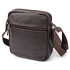 Чоловіча шкіряна сумка через плече компактний месенджер із натуральної шкіри коричнева 18*19*6 см, фото 2
