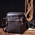 Чоловіча шкіряна сумка через плече компактний месенджер із натуральної шкіри коричнева 18*19*6 см, фото 9