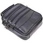 Чоловіча шкіряна сумка через плече місткий месенджер із натуральної шкіри з ручкою чорна 20*24*5 см, фото 5