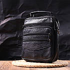 Чоловіча шкіряна сумка через плече місткий месенджер із натуральної шкіри з ручкою чорна 20*24*5 см, фото 9