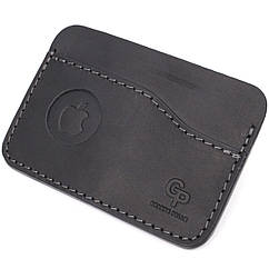 Горизонтальний картхолдер з утримувачем для Apple AirTag з натуральної шкіри GRANDE PELLE 11611 Чорний